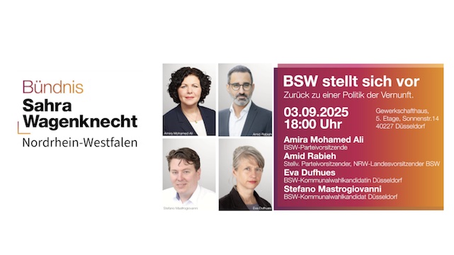 BSW in der Landeshauptstadt: Das Bündnis Sahra Wagenknecht stellt sich in Düsseldorf vor